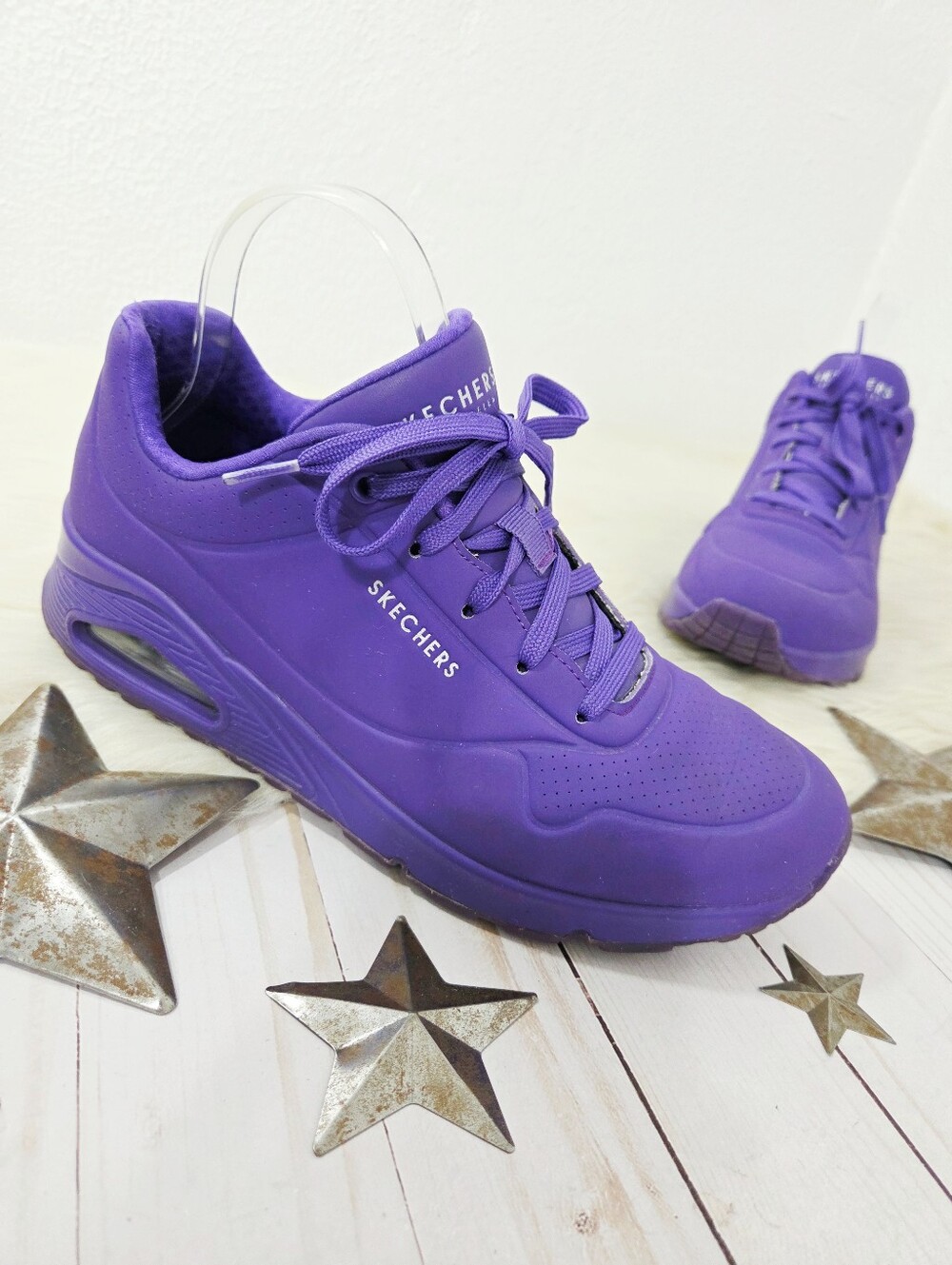 Skechers Neon purple Uno Night Shade Sneakers Memory Foam Lace Up size 10